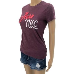 Aeropostale MEDIUM Purple Aero NYC Spellout Tee Shirt T-Shirt Top Classic Crew